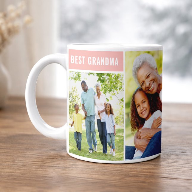 Mug Meilleure Grand-mère Collage Photo Rose (Créateur téléchargé)