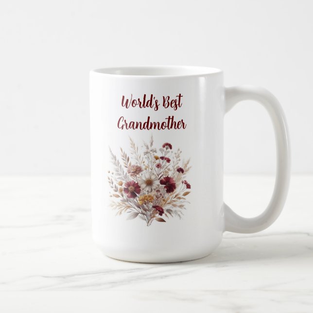 Mug Meilleure GRAND-MÈRE Florale du monde personnalisé (Droite)