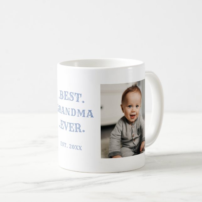 Mug Meilleure grand-mère jamais bleu Anniversaire Deux (Devant droit)