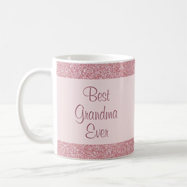Mug Meilleure grand-mère jamais Rose Parties scintilla (Gauche)
