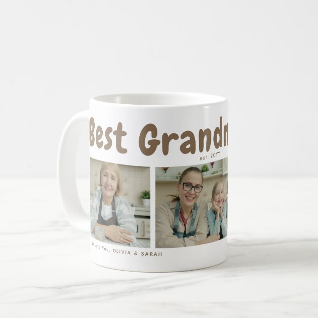 Mug Meilleure grand-mère marron ever 3 Collage de phot (Devant gauche)