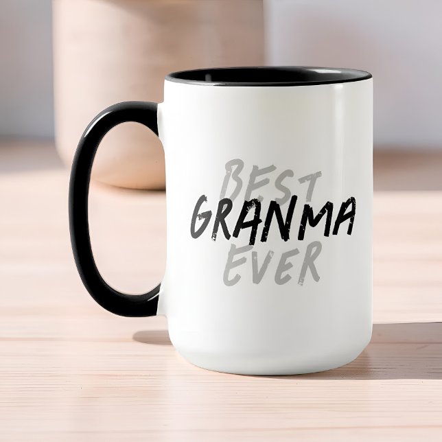 Mug Meilleure Grand-mère Moderne Grunge Noir et Gris (Créateur téléchargé)