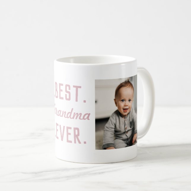 Mug Meilleure grand-mère rose personnalisée 2 Photo Mu (Devant droit)