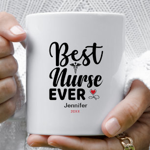 Mug Meilleure infirmière jamais Caduceus Coeur Personn