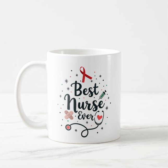 Mug Meilleure infirmière jamais – Nom personnalisé (Gauche)