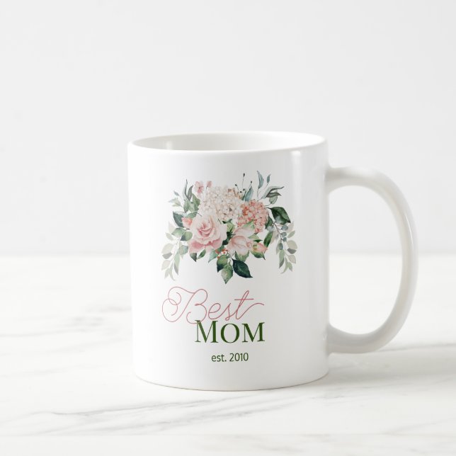 Mug Meilleure maman Aquarelle rose pâle Floral (Droite)