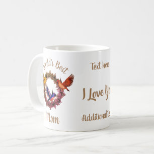 Mug Meilleure maman Birds Floral Wreath Personnalisé