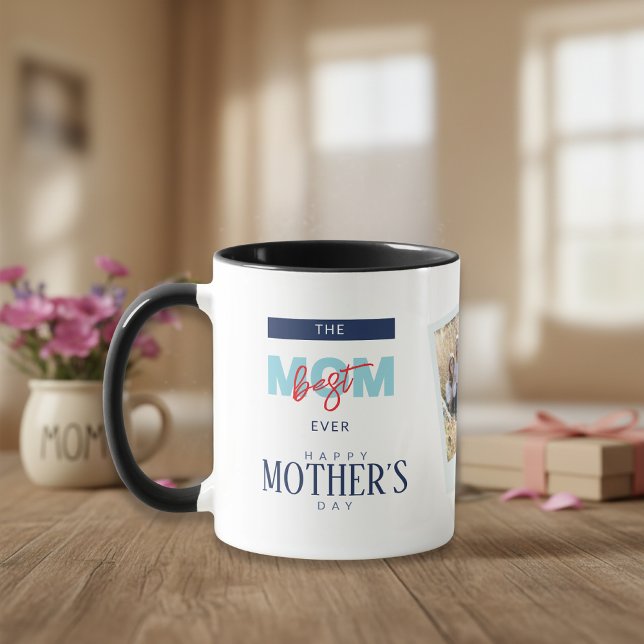 Mug Meilleure Maman Bleu Joyeuse Fête des Mères Photo (Créateur téléchargé)