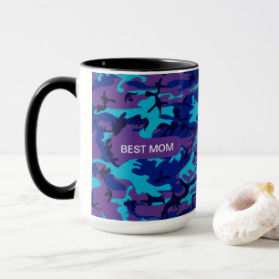 Mug Meilleure maman Camouflage Bleu foncé & Motif viol