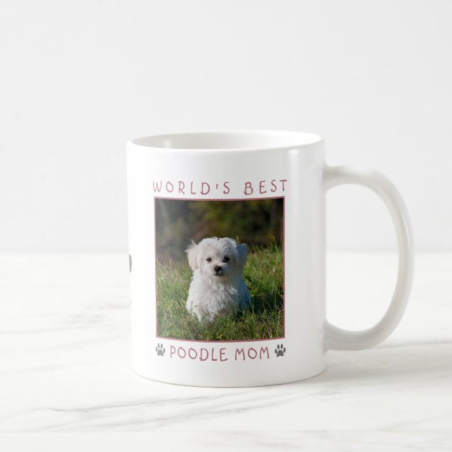 Mug Meilleure Maman Caniche au Monde Rose Gris Emprein (Droite)