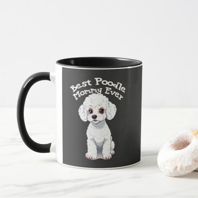 Mug Meilleure maman caniche, maman caniche (Avec donut)