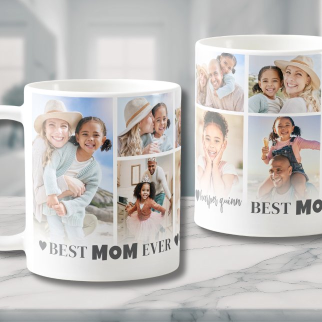 Mug Meilleure Maman Collage de Photos Mère (Best Mom Ever 8 Photo Collage Mothers Day Coffee Mug)