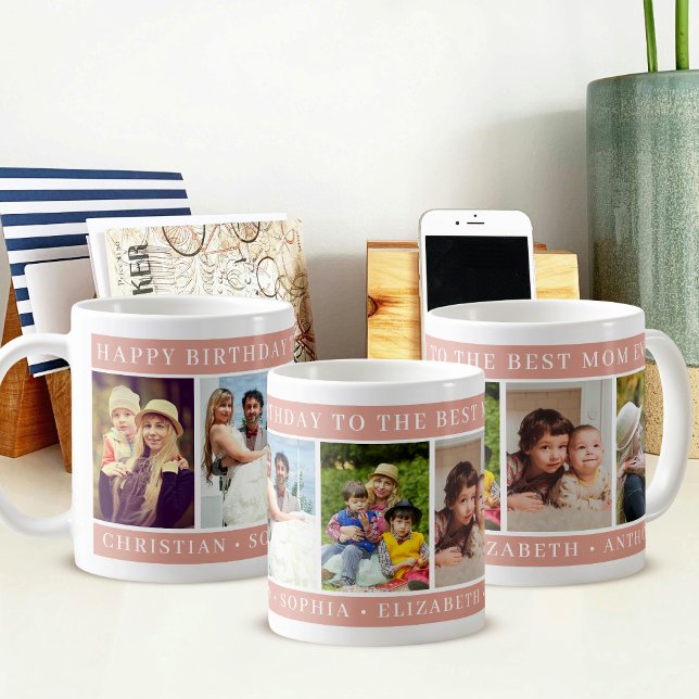 Mug Meilleure Maman Collage de Photos Rose Joyeux Anni (Créateur téléchargé)