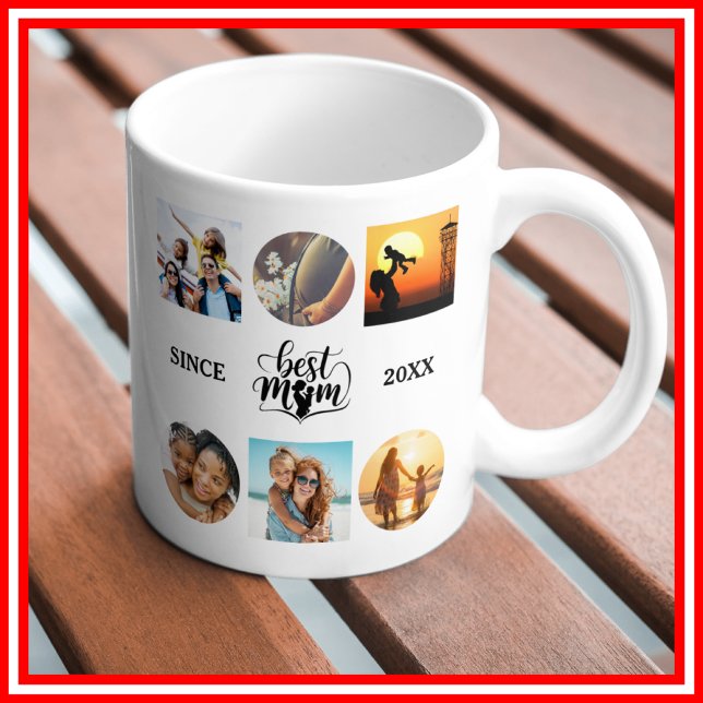 Mug Meilleure Maman | Collage Photo Écriture Élégante  (Créateur téléchargé)