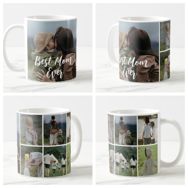 Mug Meilleure Maman Collage Photo Personnalisé (Créateur téléchargé)