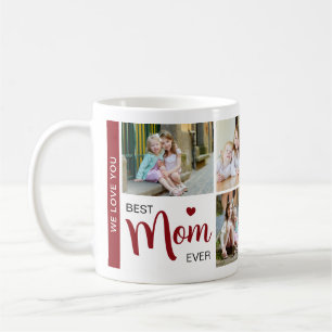 Mug Meilleure Maman Collage Photo Rouge Fête des Mères