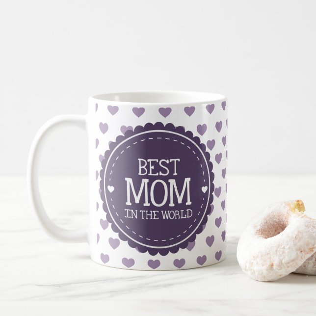 Mug Meilleure maman dans le monde Coeurs et Cercle vio (Avec donut)