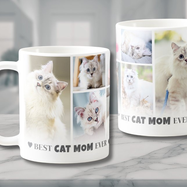 Mug Meilleure Maman de Chat 8 Collage de Photos (Best Cat Mom Ever 8 Photo Collage Coffee Mug)