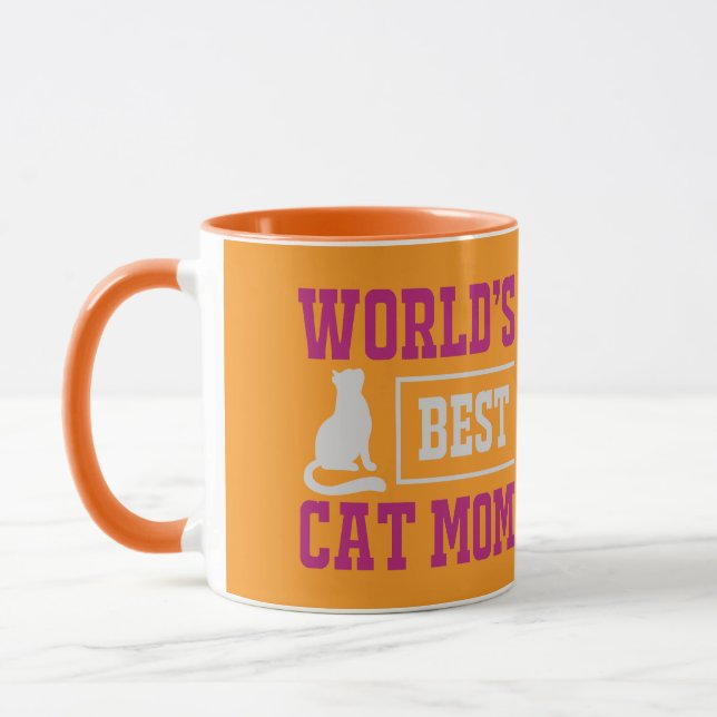 Mug Meilleure Maman de Chat au Monde Silhouette Orange (Gauche)