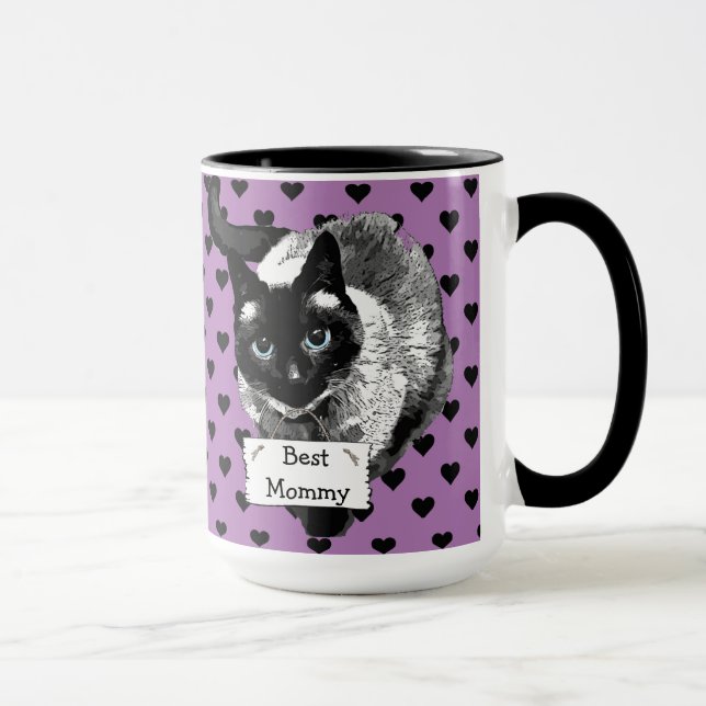 Mug "Meilleure maman de chat" Chat Siamese Lady Coffee (Droite)