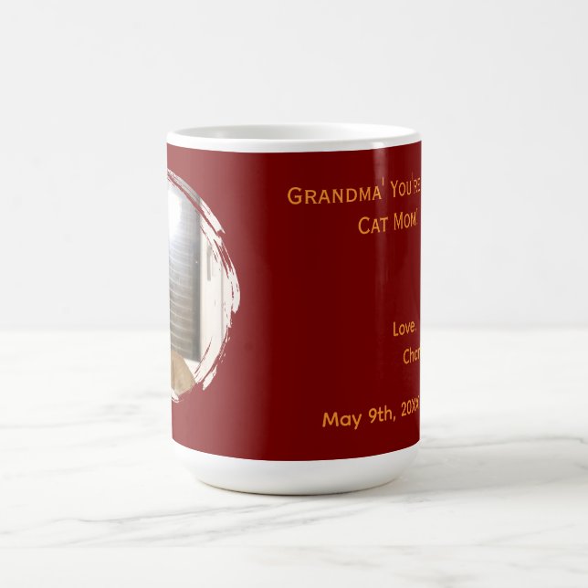 Mug Meilleure Maman de Chat de Mamie Photo Nom Rouge (Centre)