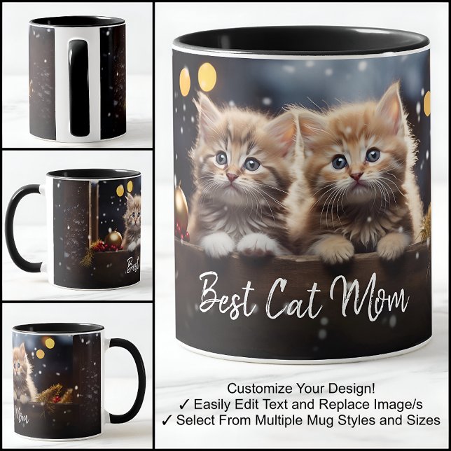 Mug Meilleure Maman de Chat Modèle de Photo avec Texte (Créateur téléchargé)