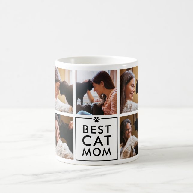 Mug Meilleure Maman de Chat Moderne Collage de 7 Photo (Centre)