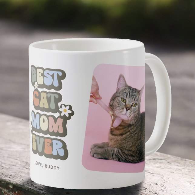 Mug Meilleure Maman de Chat Rétro 2 Photo (Créateur téléchargé)
