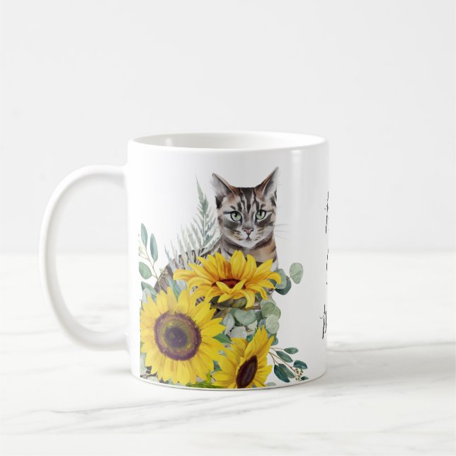 Mug Meilleure Maman de Chat Tournesol Floral (Gauche)