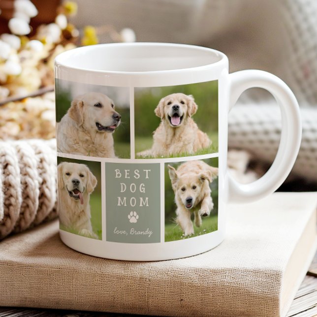 Mug Meilleure Maman de Chien 4 Collage Photo Vert Saug (Créateur téléchargé)