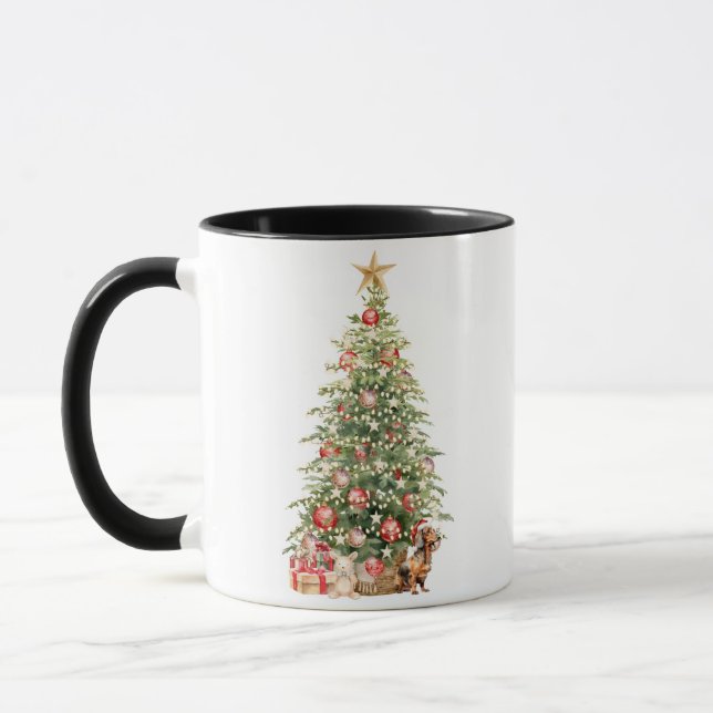 Mug Meilleure Maman de Chien de Noël Aquarelle Dachshu (Gauche)