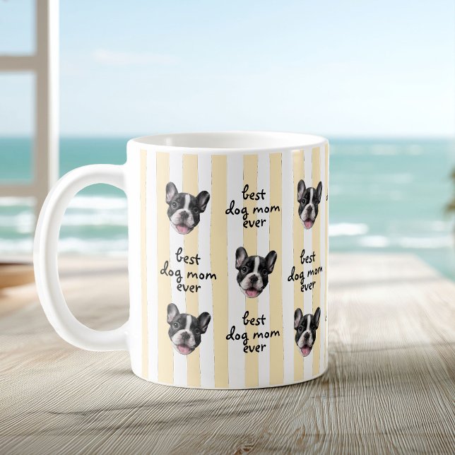 Mug Meilleure maman de chien ever Stripes Photo visage (Créateur téléchargé)