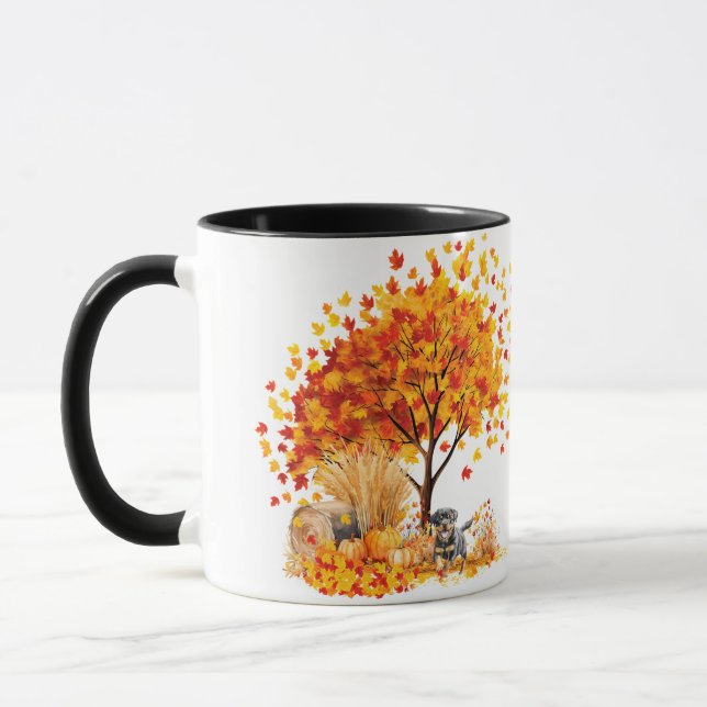 Mug Meilleure maman de chien jamais automne, Rottweile (Gauche)