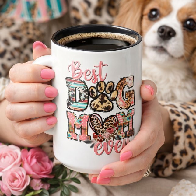 Mug Meilleure Maman de Chien Lettrine avec Empreinte d (Créateur téléchargé)