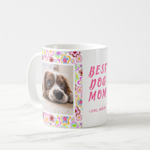 Mug Meilleure maman de chien motif floral photo