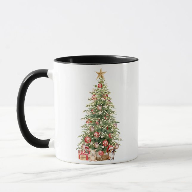 Mug Meilleure Maman de Chien Papillon de Noël Aquarell (Gauche)