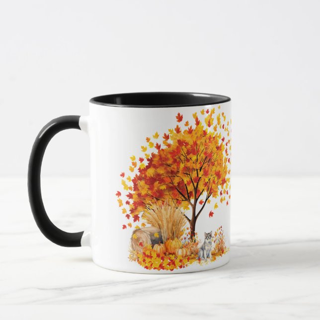 Mug Meilleure maman de chien qui soit Automne, Husky (Gauche)