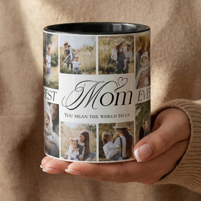 Mug Meilleure Maman de tous les temps Collage de photo (Best Mom Ever Personalized Photo Collage keepsake Mug)