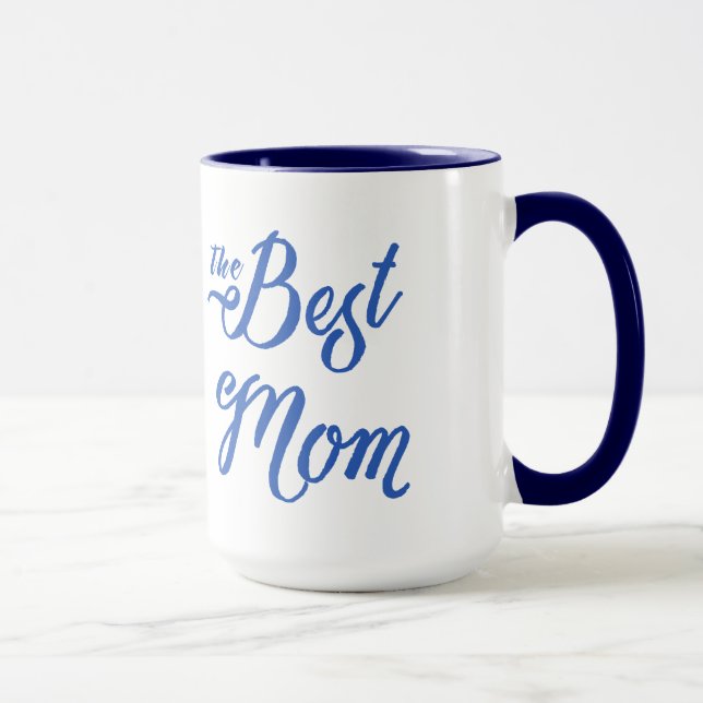 Mug Meilleure maman Design moderne de texte bleu (Droite)