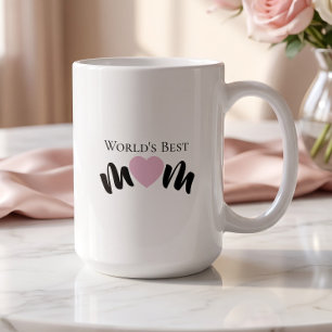 Mug Meilleure Maman du Monde Cœur Mignon Blanc Élégant