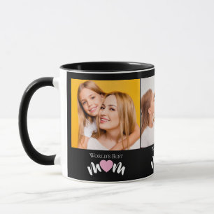 Mug Meilleure Maman du Monde Cœur Mignon Élégant Noir