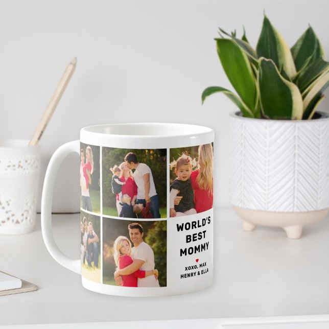 Mug Meilleure Maman du Monde Collage Photo Moderne (Créateur téléchargé)