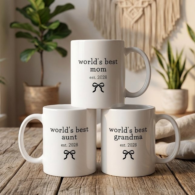 Mug Meilleure Maman du Monde | Écriture Moderne Person (Best Mom Personalized Mug | New Baby | Baby Shower Gift | Personalized World's Best Grandma Aunt Mug)