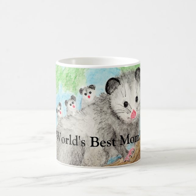 Mug Meilleure maman du monde ! Opossum et bébés (Centre)