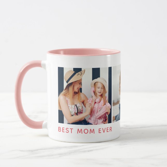 Mug 'Meilleure Maman du Monde' personnalisé avec 3 pho (Gauche)