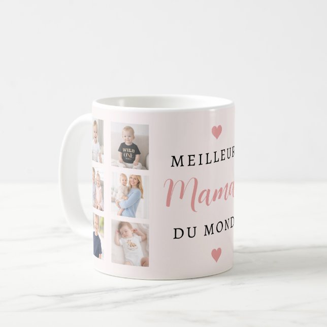 Mug Meilleure Maman Du Monde Photo Collage Rose Pâle (Devant gauche)