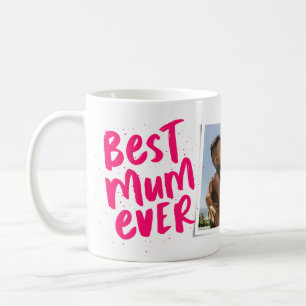 Mug Meilleure maman du monde rose moderne photo Fête d