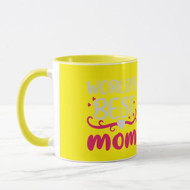 Mug Meilleure Maman du Monde Typographie Jaune Clair e (Gauche)