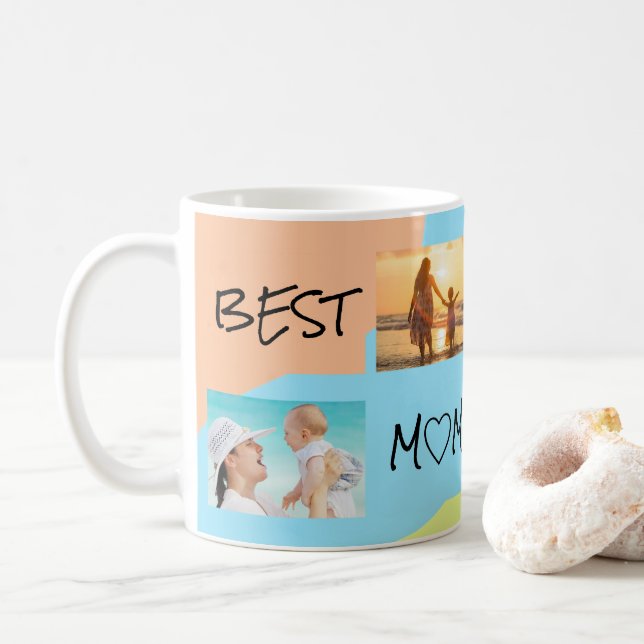 Mug Meilleure maman Ever 4 Collage photo Anniversaire (Avec donut)
