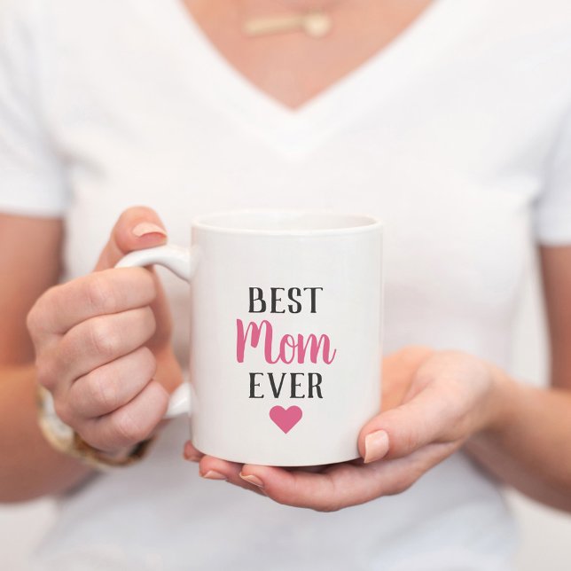 Mug Meilleure Maman Ever Cœur en écriture rose (Créateur téléchargé)